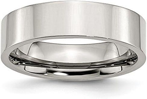 Solid Stainless Steel Flat 6mm Plain Classic Wedding Band Ring Comfort-Fit in Saudi Arabia