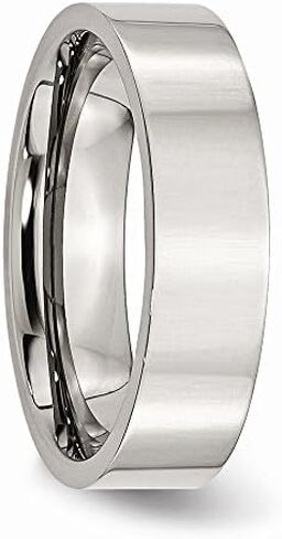 Solid Stainless Steel Flat 6mm Plain Classic Wedding Band Ring Comfort-Fit in Saudi Arabia