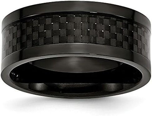 Sonia Jewels Titanium 9mm Black IP-Plated Carbon Fiber-Inlay Men's Wedding Band Ring Comfort-Fit in Saudi Arabia