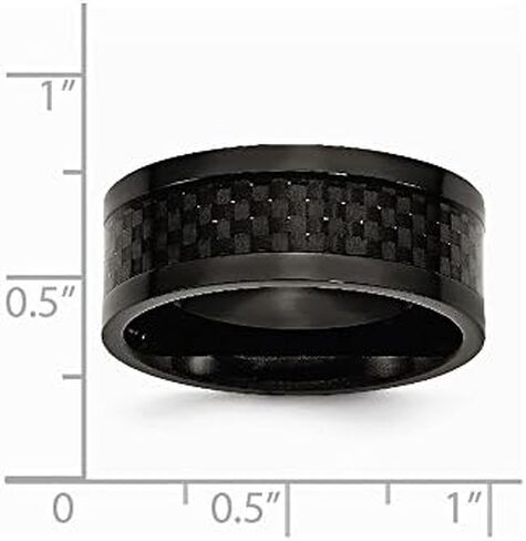 Sonia Jewels Titanium 9mm Black IP-Plated Carbon Fiber-Inlay Men's Wedding Band Ring Comfort-Fit in Saudi Arabia