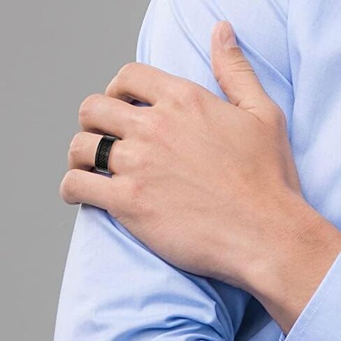 Sonia Jewels Titanium 9mm Black IP-Plated Carbon Fiber-Inlay Men's Wedding Band Ring Comfort-Fit in Saudi Arabia