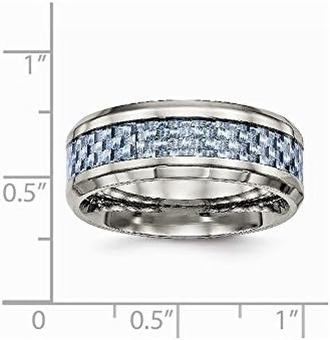 Solid Titanium Men's Blue Carbon Fiber-Inlay Wedding Band Ring Comfort-Fit in Saudi Arabia