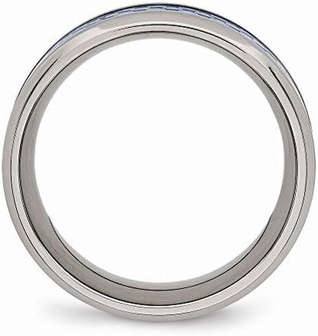 Solid Titanium Men's Blue Carbon Fiber-Inlay Wedding Band Ring Comfort-Fit in Saudi Arabia