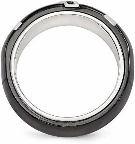 Sonia Jewels Black Titanium Men's and 925 Sterling Silver Men's .10ctw Diamond 10mm Men's Wedding Band Ring in Saudi Arabia