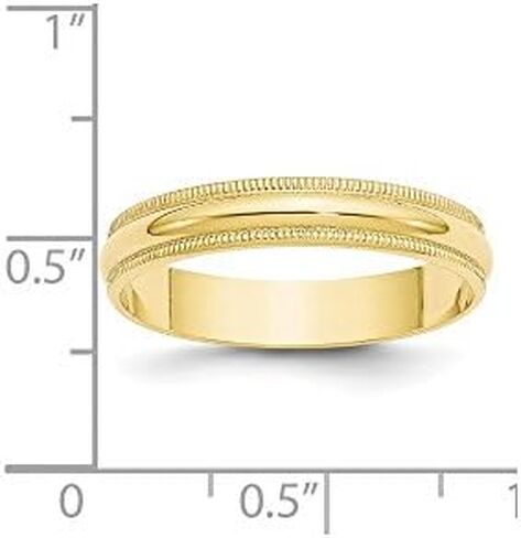10k Yellow Gold 4mm Milgrain Plain Classic Dome Wedding Band Ring in Saudi Arabia