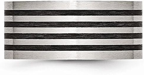 Solid Stainless Steel Matte Brushed Finish Black Rubber 10.00mm Wedding Band Ring in Saudi Arabia