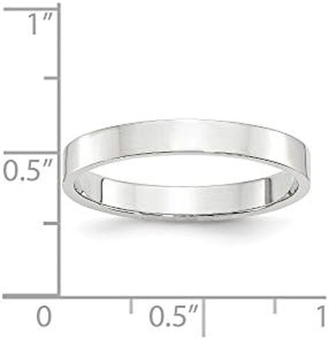 10k White Gold 3mm Flat Plain Classic Wedding Band Ring in Saudi Arabia