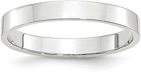 10k White Gold 3mm Flat Plain Classic Wedding Band Ring in Saudi Arabia