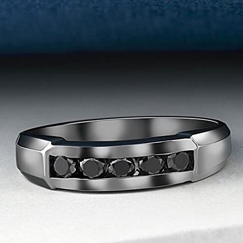 1/2ct Black Diamond Mens Wedding Band 10K Black Gold in Kuwait