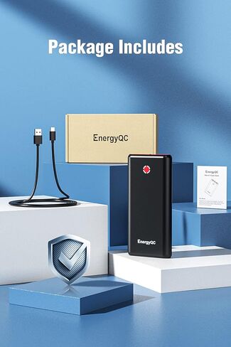 شاحن محمول EnergyQC Pilot X7، بنك طاقة سريع الشحن بقدرة 20000 مللي أمبير في الساعة 18 وات PD، حزمة بطارية إدخال/إخراج USB C مع مصباح يدوي LED لهاتف iPhone وSamsung والمزيد - أسود + أحمر in Kuwait