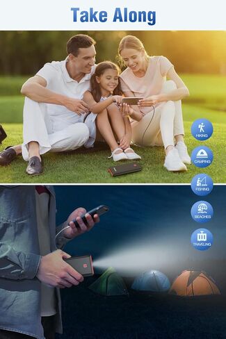 شاحن محمول EnergyQC Pilot X7، بنك طاقة سريع الشحن بقدرة 20000 مللي أمبير في الساعة 18 وات PD، حزمة بطارية إدخال/إخراج USB C مع مصباح يدوي LED لهاتف iPhone وSamsung والمزيد - أسود + أحمر in Kuwait