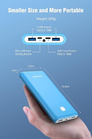 EnergyQC Pilot X7 Portable Charger,20000mAh 18W PD Fast Charging Power Bank,USB C Input/Output Battery Pack with LED Flashlight for iPhone,Samsung and More - Black+Red in Saudi Arabia