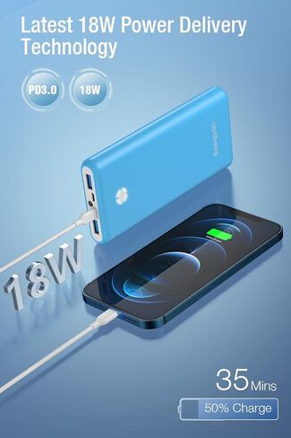 EnergyQC Pilot X7 Portable Charger,20000mAh 18W PD Fast Charging Power Bank,USB C Input/Output Battery Pack with LED Flashlight for iPhone,Samsung and More - Black+Red in Saudi Arabia