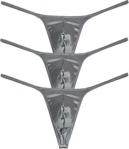 Jaxu Men's Swim Thong Slim Pouch G-String Bikini Shiny T-back in Kuwait
