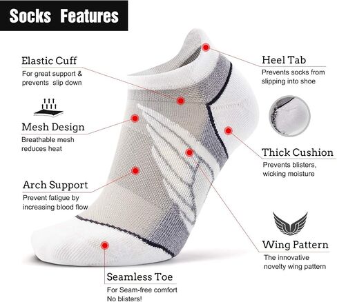 Compression Ankle Cushioned Running Sport Socks for Men Women, Busy Socks Low Cut Arch Support Tab Athletic Socks 3 Pairs in Saudi Arabia