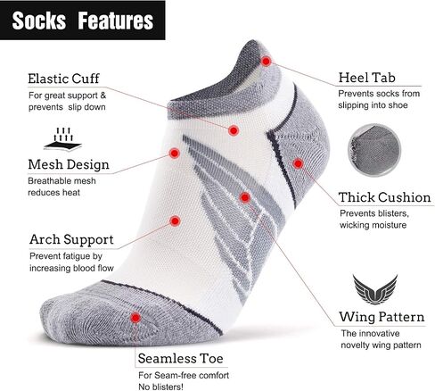 Compression Ankle Cushioned Running Sport Socks for Men Women, Busy Socks Low Cut Arch Support Tab Athletic Socks 3 Pairs in Saudi Arabia