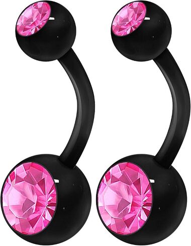 2PCS Flexible Acrylic Body Belly Button Navel Ring 14 Gauge 3/8 10mm Crystal Ball Earrings Piercing Jewelry See More Colors in Saudi Arabia