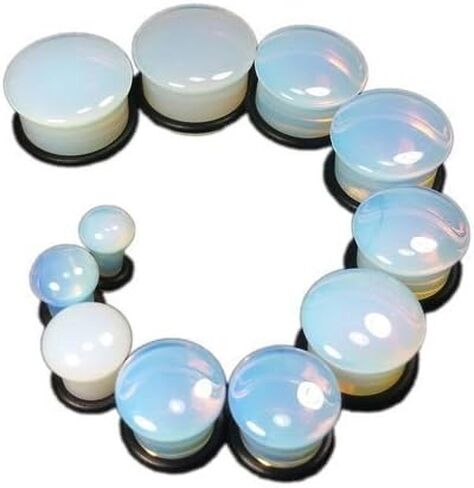 Organic Opal / Opalite Stone O-ring Gauges / plugs / Tunnels 2 Pieces (1 Pair) (A/2/2/28) in Kuwait
