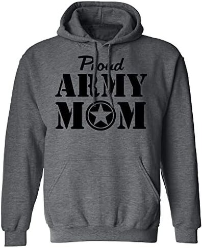 zerogravitee Proud Army Mom Hooded Sweatshirt in Dark Heather Gray in Saudi Arabia
