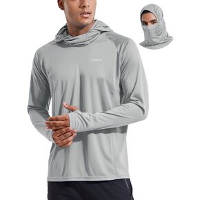 baleaf Men's Sun Protection Hoodie Shirt UPF 50+ Long Sleeve UV SPF T-Shirts with Mask Rash Guard Fishing Lightweight in Saudi Arabia