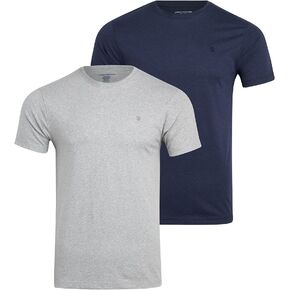 قميص داخلي رجالي من Lucky Brand - تي شيرت قطني بأكمام قصيرة ورقبة دائرية (عبوتان)، مقاس صغير، متنوع in Kuwait