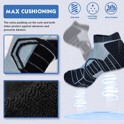 Hylaea Athletic Running Socks Cushion Padded Moisture Wicking Low Cut in Saudi Arabia