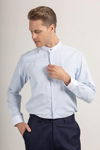 Band Collar Shirts for Men | Mens Long Sleeve Shirt | Mens Dress Shirts | Mens Shirts Casual Stylish | Button Up Shirt Men in Saudi Arabia