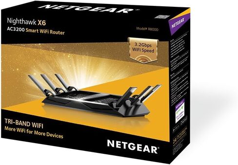 Netgear R8000-100PAS Nighthawk X6 Wireless Router 802.11A/B/G/n/AC Desktop, Black in Saudi Arabia