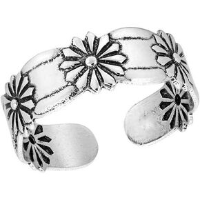 Elegant Touch Sterling Silver Toe Ring Daisy Flower Adjustable Band Ring 14K White Gold Plated in Saudi Arabia