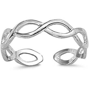 Elegant Touch Sterling Silver Double Weave Adjustable Toe Band Ring 14K White Plated in Saudi Arabia