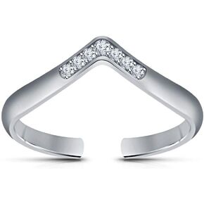Elegant Touch 14K White Gold Plated Round Cut Diamond Adjustable Toe Ring Solitaire Tiara Foot Jewelry in Kuwait