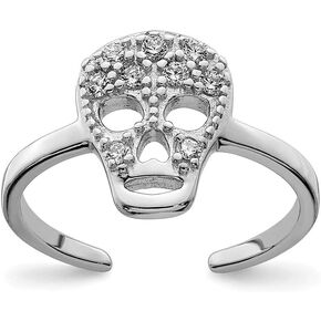 Elegant Touch 925 Sterling Silver Round Simulated Diamond Skeleton Skull Head Toe Ring Halloween Jewelry Gifts for Her in Kuwait