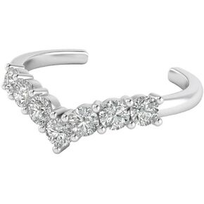 Elegant Touch 14K White Gold Plated Adjustable Cubic Zirconia V-Shape Toe Ring Jewelry Gift in Kuwait