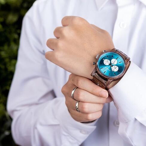 Personalized Engraved Watch for Mens Lightweight Chronograph Military Striking Blue Dial Customize Watch Anniversary Watch Gift for Him in Saudi Arabia