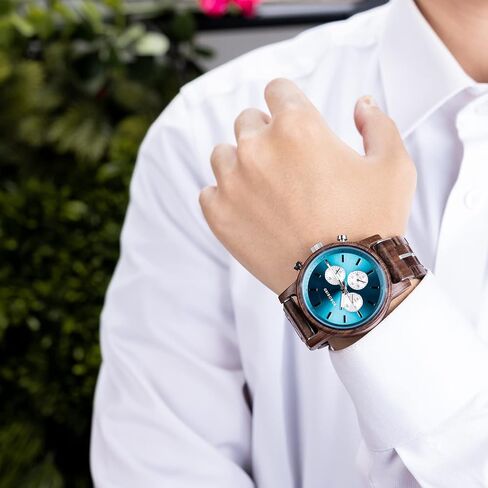 Personalized Engraved Watch for Mens Lightweight Chronograph Military Striking Blue Dial Customize Watch Anniversary Watch Gift for Him in Saudi Arabia
