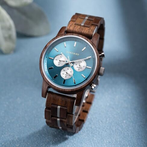 Personalized Engraved Watch for Mens Lightweight Chronograph Military Striking Blue Dial Customize Watch Anniversary Watch Gift for Him in Saudi Arabia