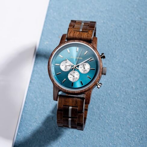 Personalized Engraved Watch for Mens Lightweight Chronograph Military Striking Blue Dial Customize Watch Anniversary Watch Gift for Him in Saudi Arabia