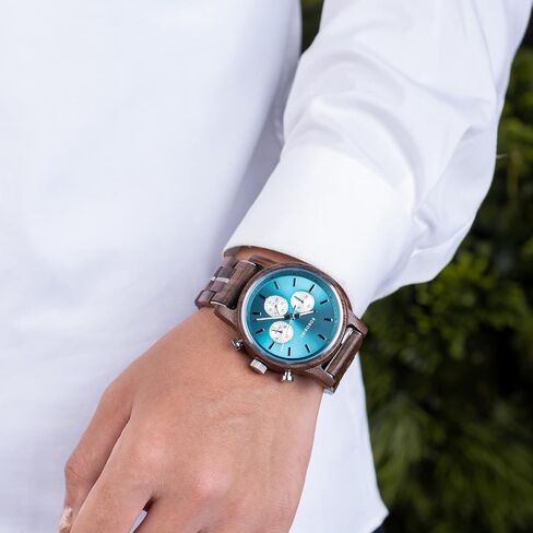 Personalized Engraved Watch for Mens Lightweight Chronograph Military Striking Blue Dial Customize Watch Anniversary Watch Gift for Him in Saudi Arabia