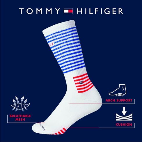Tommy Hilfiger Men’s Athletic Socks – Cushion Crew Socks, Zipper Travel Bag (3 Pack) in Saudi Arabia