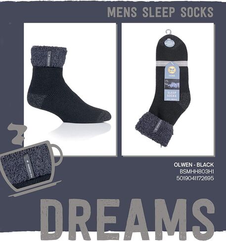 Heat Holders Mens Luxury Cozy Soft Fleece Lined Fluffy Bed Socks for Sleep in Saudi Arabia