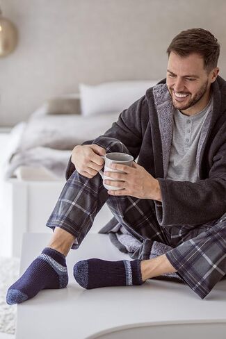 Heat Holders Mens Luxury Cozy Soft Fleece Lined Fluffy Bed Socks for Sleep in Saudi Arabia
