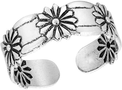 Elegant Touch Sterling Silver Toe Ring Daisy Flower Adjustable Band Ring 14K White Gold Plated in Saudi Arabia