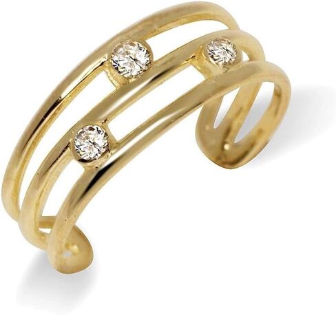 Elegant Touch 14K Gold Plated Solitaire Cubic Zirconia CZ Adjustable Three Row Toe Ring in 925 Sterling Silver in Saudi Arabia