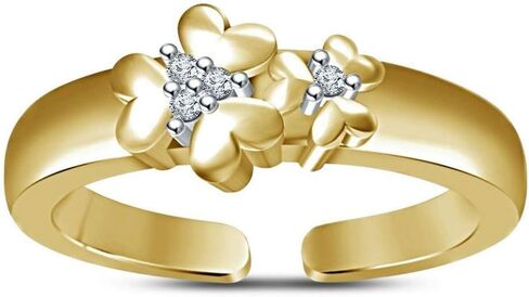 Elegant Touch 0.10 Ct 14K Yellow Gold Plated Elegant Flower Bypass Cubic Zirconia Adjustable Toe Ring in Kuwait