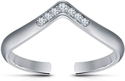 Elegant Touch 14K White Gold Plated Round Cut Diamond Adjustable Toe Ring Solitaire Tiara Foot Jewelry in Kuwait