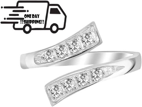 Elegant Touch 14K White Gold Plated Solitaire with CZ by Pass Style Adjustable Toe Ring in Saudi Arabia