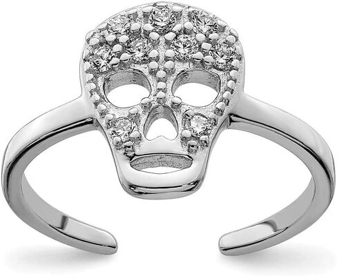 Elegant Touch 925 Sterling Silver Round Simulated Diamond Skeleton Skull Head Toe Ring Halloween Jewelry Gifts for Her in Kuwait