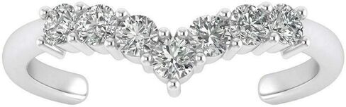 Elegant Touch 14K White Gold Plated Adjustable Cubic Zirconia V-Shape Toe Ring Jewelry Gift in Kuwait