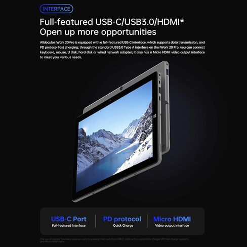 تابلت ويندوز 11 من اول كيوب بشاشة لمس 2 في 1 قابلة للفصل، انتل سيليرون N4120، ذاكرة RAM 8GB، SSD 128GB، 10.5 انش FHD IPS 1920x1280، واي فاي 2.4G+5G، بلوتوث، نوع C، HDMI in Kuwait