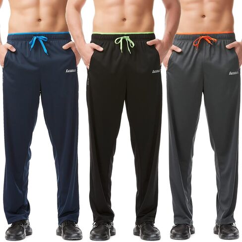SACUIMAN Mens Sweatpants with Zipper Pockets Open Bottom Athletic Pants for Workout,Running,Training,Jogging,Gym in Saudi Arabia